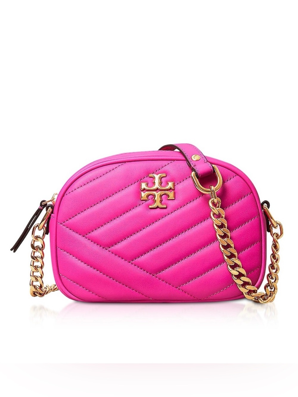 Tory Burch Crazy Pink Kira Chevron Small Leather Camera Bag - Picture 14 of 14